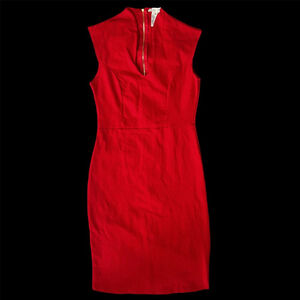 Rolla Coster Red Sleeveless Bodycon Sheath Dress L | Gold Zipper Cocktail